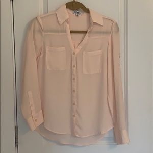 peach button down express top